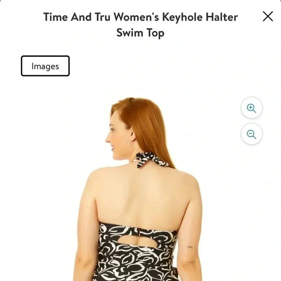 Time and Tru Keyhole Halter Swim Tankini Top Women’s S 4-6 NWT Black White - Picture 3 of 9